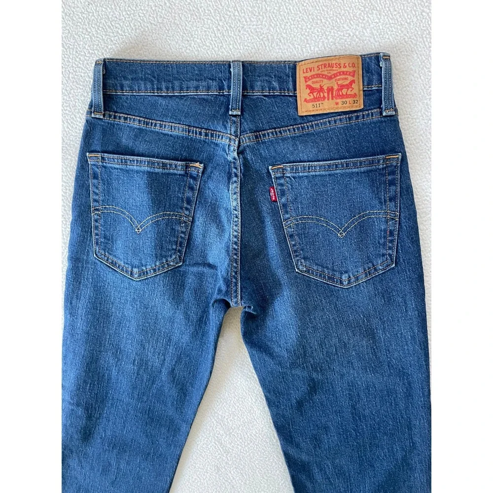 Levi's Mens 30x32 511 Slim Fit Jeans Blue Stretch Denim 045116363